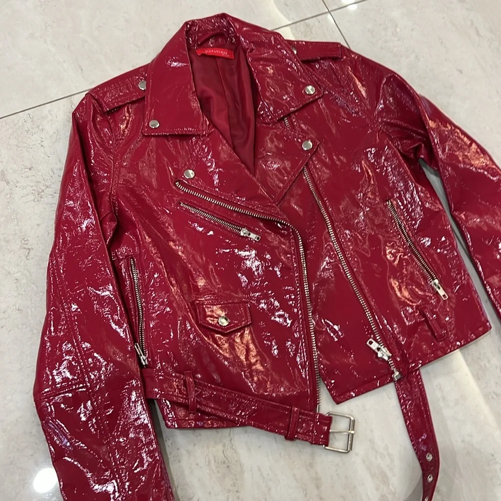 Hot pink motorcycle jacket - Picture 3 of 8